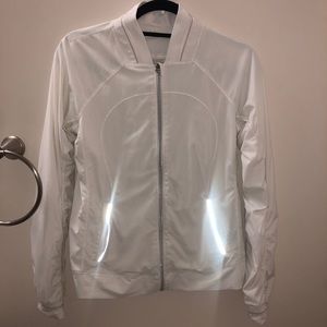 White Lululemon Reflective Zip Up Jacket